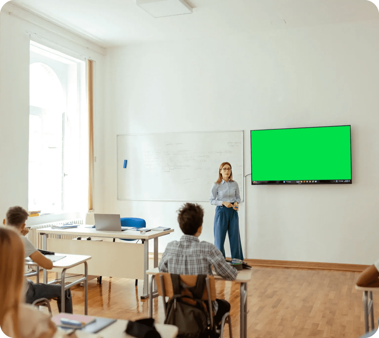 Classroom lecture with students and teacher